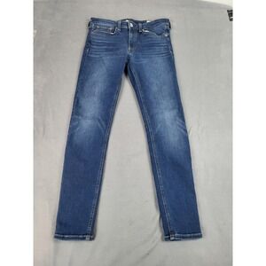 Rag Bone Cate Mid Rise Ankle Skinny‎ Jeans Women 27 Blue Whiskered Faded Stretch
